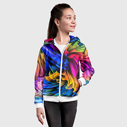 Толстовка на молнии детская Абстрактная неоновая композиция Abstract neon comp, цвет: 3D-белый — фото 2