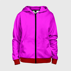 Толстовка на молнии детская Однотонный розовый неоновый Пион, цвет: 3D-красный