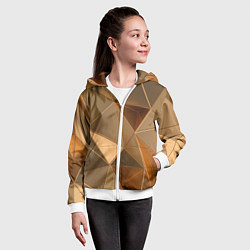 Толстовка на молнии детская Золотые 3D треугольники, цвет: 3D-белый — фото 2