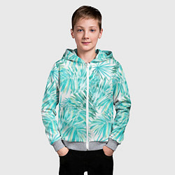 Толстовка на молнии детская Листья Пальмы Нарисованные Акварелью, цвет: 3D-меланж — фото 2