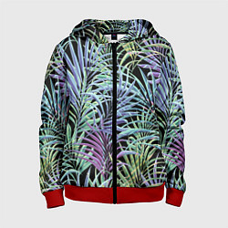 Толстовка на молнии детская Разноцветные Листья Пальм В Ночных Джунглях, цвет: 3D-красный
