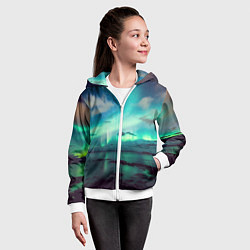 Толстовка на молнии детская Aurora borealis, цвет: 3D-белый — фото 2