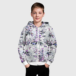 Толстовка на молнии детская Цветы Серый Букет, цвет: 3D-белый — фото 2