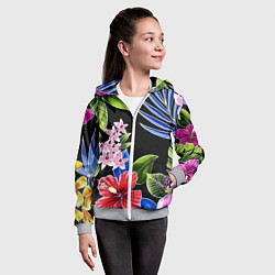 Толстовка на молнии детская Floral vanguard composition Летняя ночь Fashion tr, цвет: 3D-меланж — фото 2