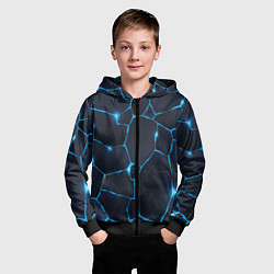 Толстовка на молнии детская Синие разломы, цвет: 3D-черный — фото 2