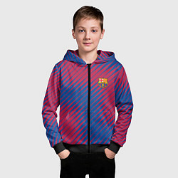 Толстовка на молнии детская Fc barcelona барселона fc абстракция, цвет: 3D-черный — фото 2