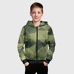 Толстовка на молнии детская 3д полигоны - камуфляж, цвет: 3D-черный — фото 2