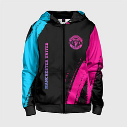 Толстовка на молнии детская Manchester United Neon Gradient, цвет: 3D-черный