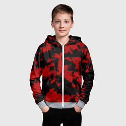 Толстовка на молнии детская Черно-красная абстракция, цвет: 3D-меланж — фото 2