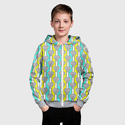 Толстовка на молнии детская Striped multicolored pattern with hearts, цвет: 3D-меланж — фото 2