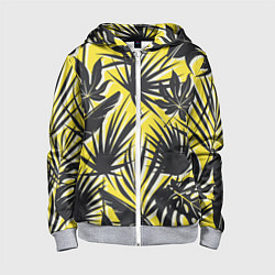 Толстовка на молнии детская Красочная Тропическая Листва, цвет: 3D-меланж