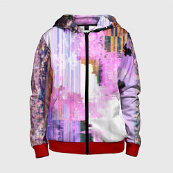 Толстовка на молнии детская Glitch art Fashion trend, цвет: 3D-красный