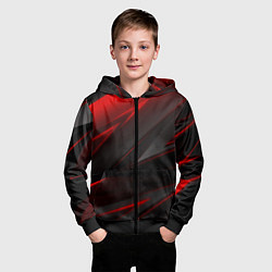 Толстовка на молнии детская Red and Black Geometry, цвет: 3D-черный — фото 2