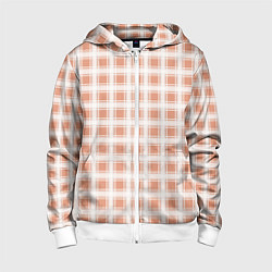 Толстовка на молнии детская Light beige plaid fashionable checkered pattern, цвет: 3D-белый