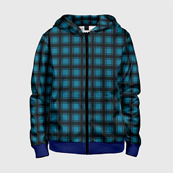 Толстовка на молнии детская Black and blue plaid, цвет: 3D-синий