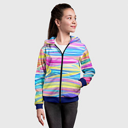 Толстовка на молнии детская Многоцветные волны, цвет: 3D-синий — фото 2