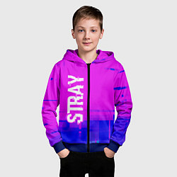 Толстовка на молнии детская Stray Glitch Text Effect, цвет: 3D-синий — фото 2