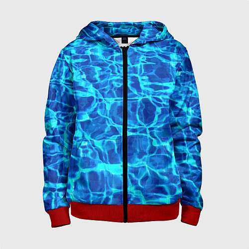 Детская толстовка на молнии Текстура поверхности воды / 3D-Красный – фото 1
