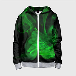 Детская толстовка на молнии Зелёный абстрактный дым