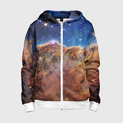 Толстовка на молнии детская Туманность Киля, цвет: 3D-белый