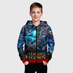 Толстовка на молнии детская Коллаж LoL - Legue of Legends, цвет: 3D-красный — фото 2