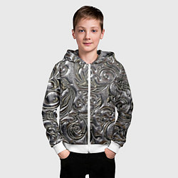 Толстовка на молнии детская Растительный орнамент - чеканка по серебру, цвет: 3D-белый — фото 2