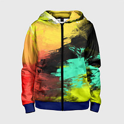 Толстовка на молнии детская Яркий красочный гранж, цвет: 3D-синий