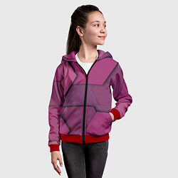 Толстовка на молнии детская Геометрические фигуры в движении, цвет: 3D-красный — фото 2