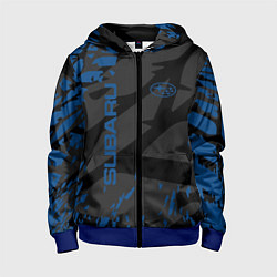 Толстовка на молнии детская Subaru - следы шин, цвет: 3D-синий