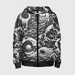 Толстовка на молнии детская Тёмный космический паттерн, цвет: 3D-черный