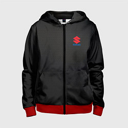 Толстовка на молнии детская Suzuki - карбон, цвет: 3D-красный