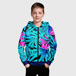 Толстовка на молнии детская Palm branches, цвет: 3D-синий — фото 2