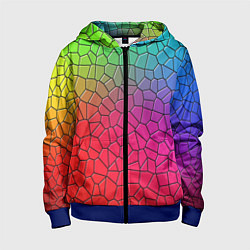 Толстовка на молнии детская Разноцветное витражное стекло, цвет: 3D-синий