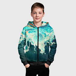 Толстовка на молнии детская Поток воды, цвет: 3D-черный — фото 2