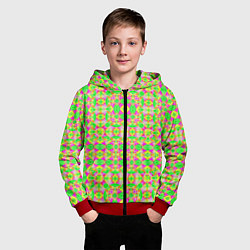Толстовка на молнии детская Желтый, зеленый, малиновый калейдоскопический неон, цвет: 3D-красный — фото 2