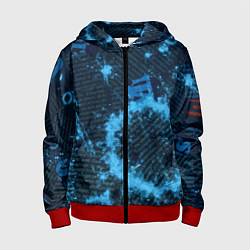 Толстовка на молнии детская Капли на газете, цвет: 3D-красный