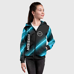 Толстовка на молнии детская Nissan неоновые лампы, цвет: 3D-черный — фото 2