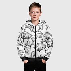 Толстовка на молнии детская Графичные цветы на белом фоне, цвет: 3D-черный — фото 2