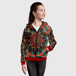 Толстовка на молнии детская Фрактальная мандала, цвет: 3D-красный — фото 2