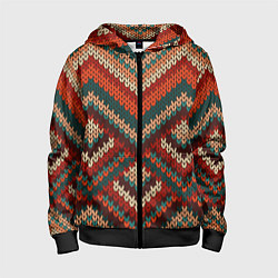 Толстовка на молнии детская Вязаная ткань - текстура, цвет: 3D-черный