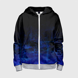 Толстовка на молнии детская Однотонный черный и темно синий гранжевый градиент, цвет: 3D-меланж