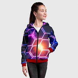 Толстовка на молнии детская Магическая неоновая броня, цвет: 3D-красный — фото 2