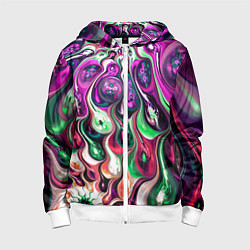 Толстовка на молнии детская Движение вируса, цвет: 3D-белый