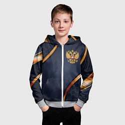 Толстовка на молнии детская Blue & gold герб России, цвет: 3D-меланж — фото 2