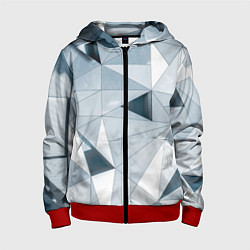 Толстовка на молнии детская Множество треугольников - Абстрактная броня, цвет: 3D-красный