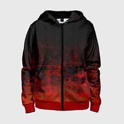 Толстовка на молнии детская Черный однотонный и гранжевый красный, цвет: 3D-красный