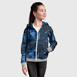 Толстовка на молнии детская Синяя объёмная броня киборга, цвет: 3D-меланж — фото 2
