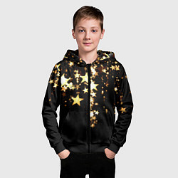 Толстовка на молнии детская Золотые праздничные звезды, цвет: 3D-черный — фото 2