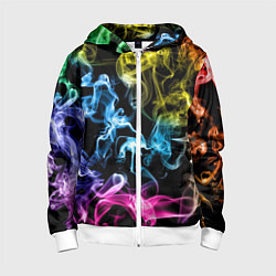 Толстовка на молнии детская Эйфория в дыму, цвет: 3D-белый