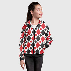 Толстовка на молнии детская Фон из карточных мастей, цвет: 3D-черный — фото 2